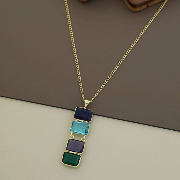 Multicolour Tetra Rectangle Glossy Neckpiece