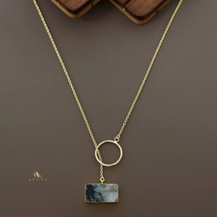 Skylar Raw Stone Rectangle Ring Lock Neckpiece