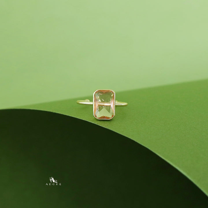 Adriana Golden Glossy Rectangle Ring