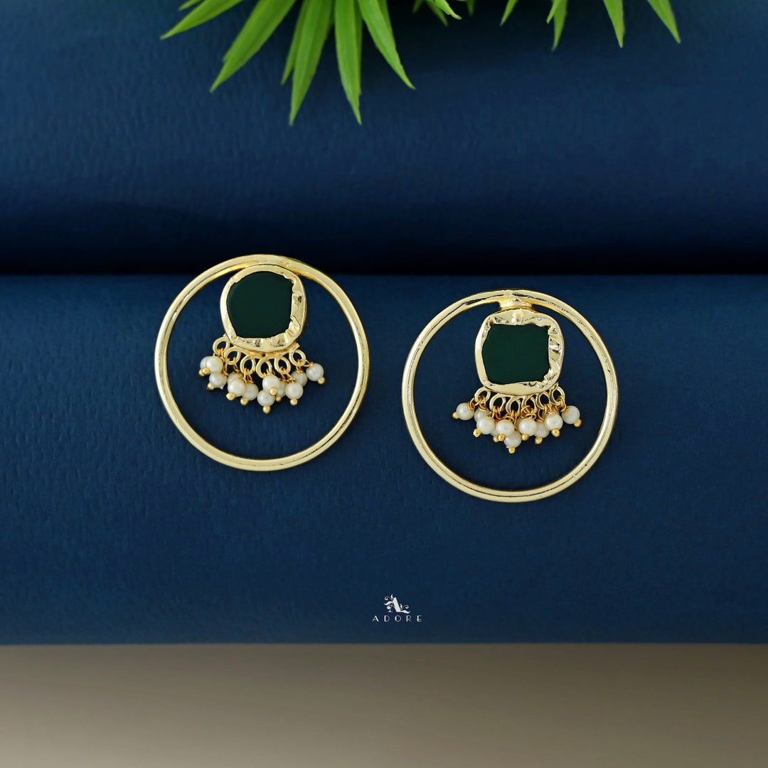 Anamika Golden Circle Pearl Cluster Raw Stone Earring