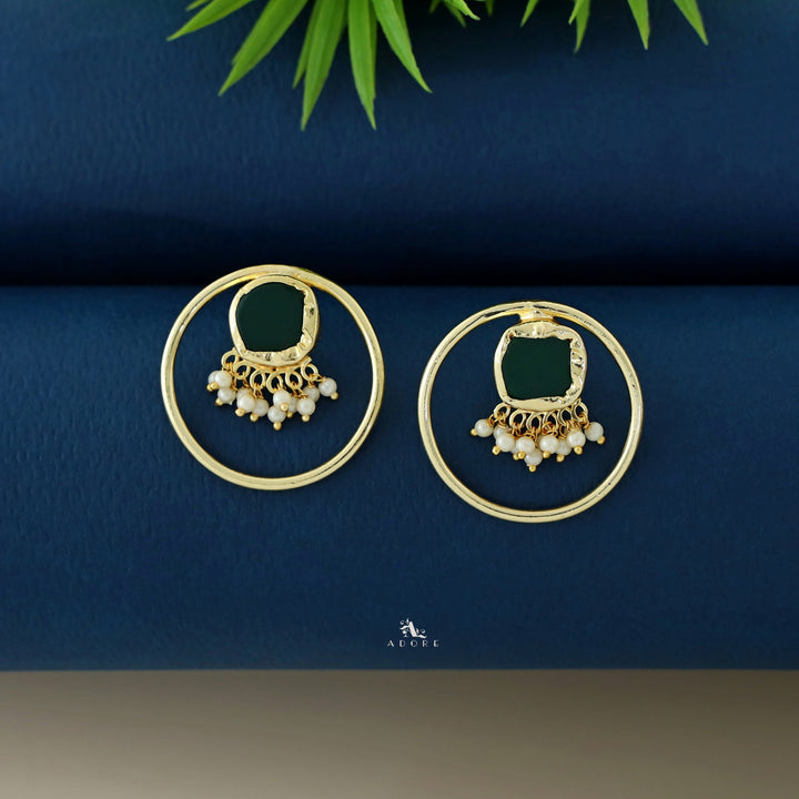 Anamika Golden Circle Pearl Cluster Raw Stone Earring