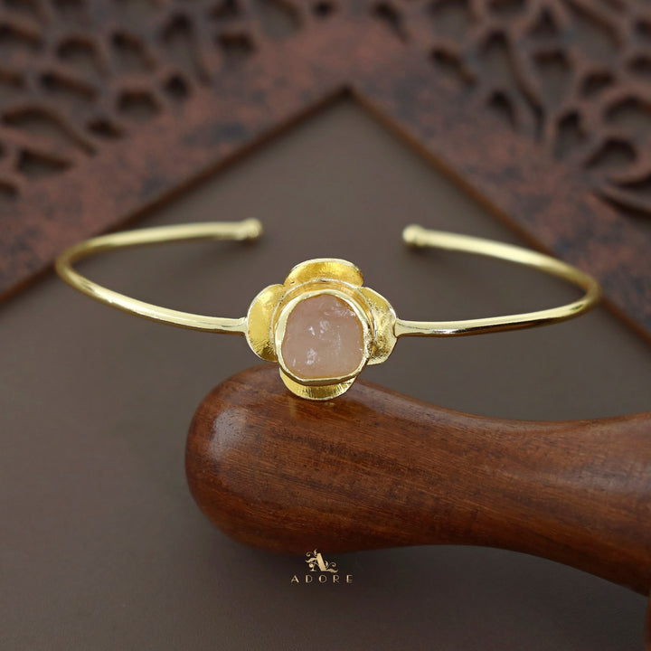 Golden Blooming Flower Raw Stone Bangle