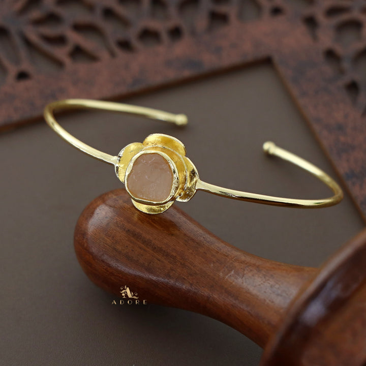 Golden Blooming Flower Raw Stone Bangle