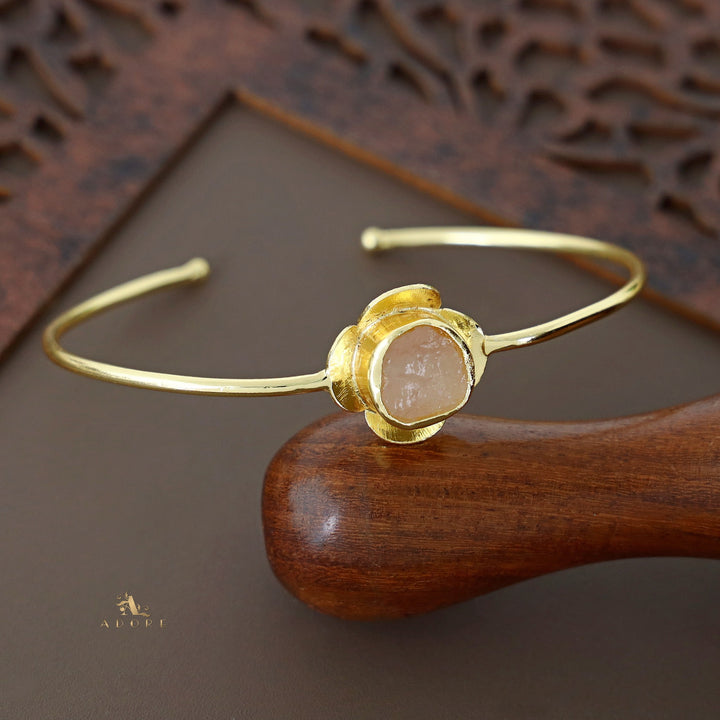 Golden Blooming Flower Raw Stone Bangle