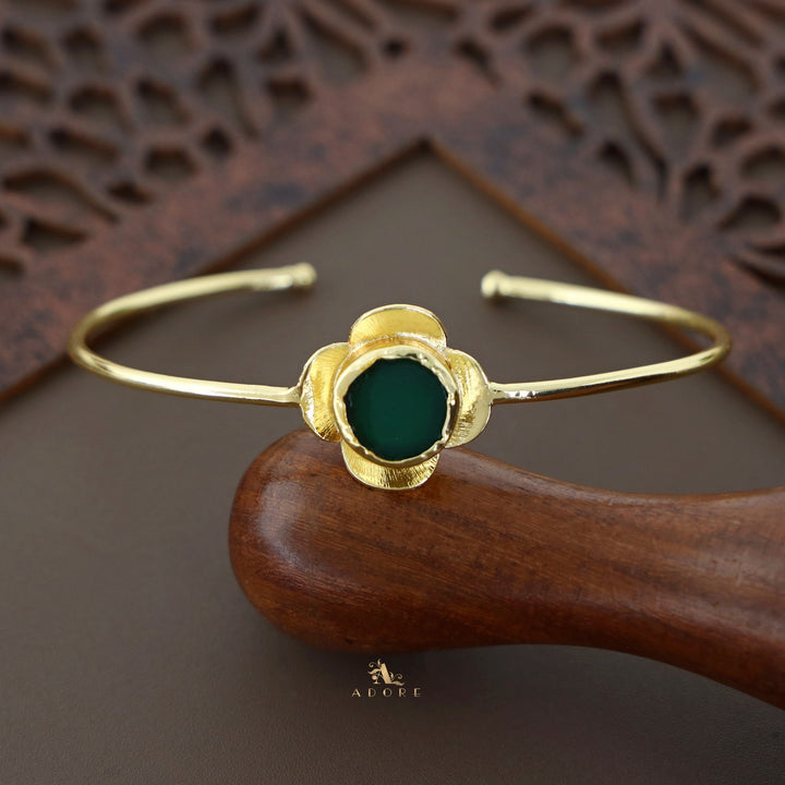 Golden Blooming Flower Raw Stone Bangle