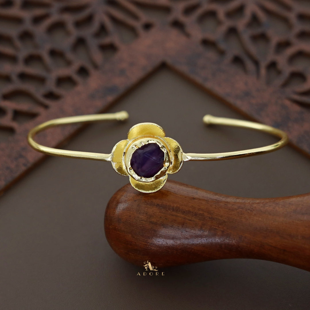 Golden Blooming Flower Raw Stone Bangle