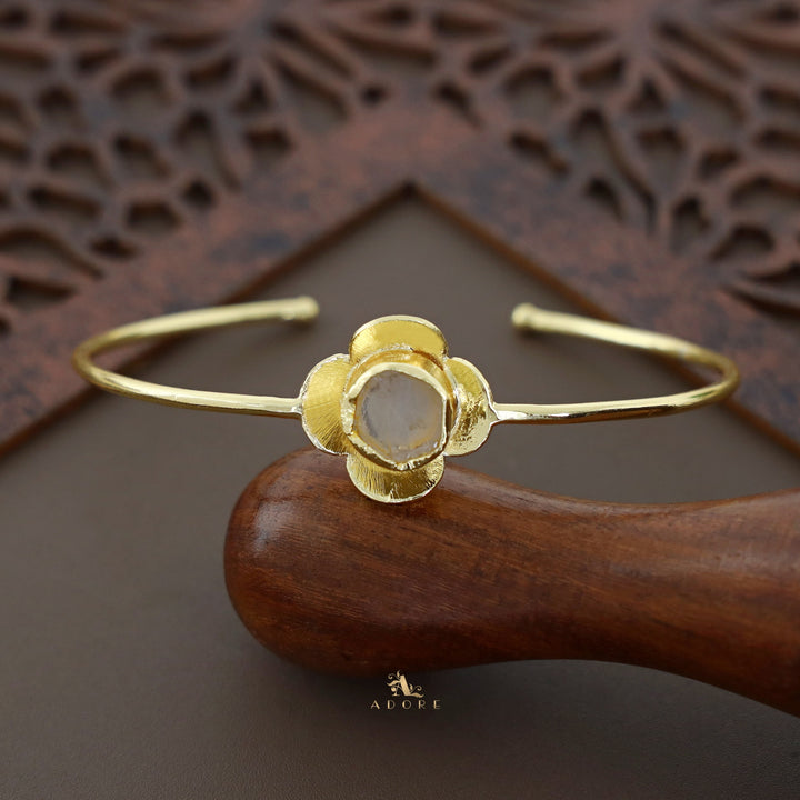 Golden Blooming Flower Raw Stone Bangle