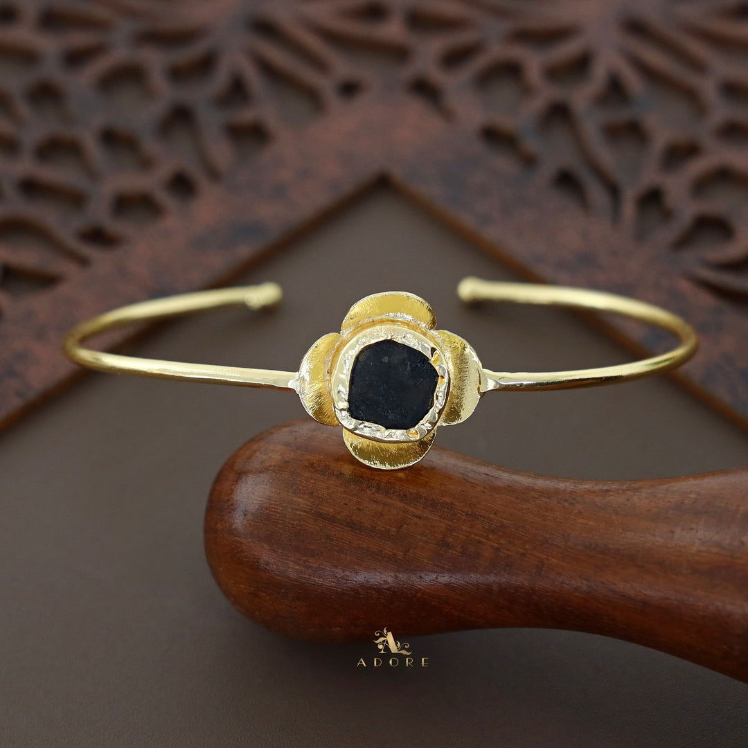 Golden Blooming Flower Raw Stone Bangle