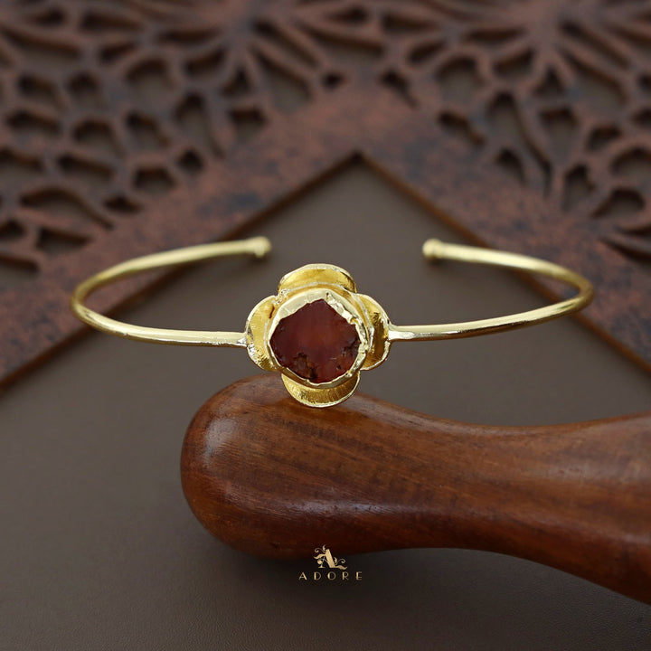 Golden Blooming Flower Raw Stone Bangle