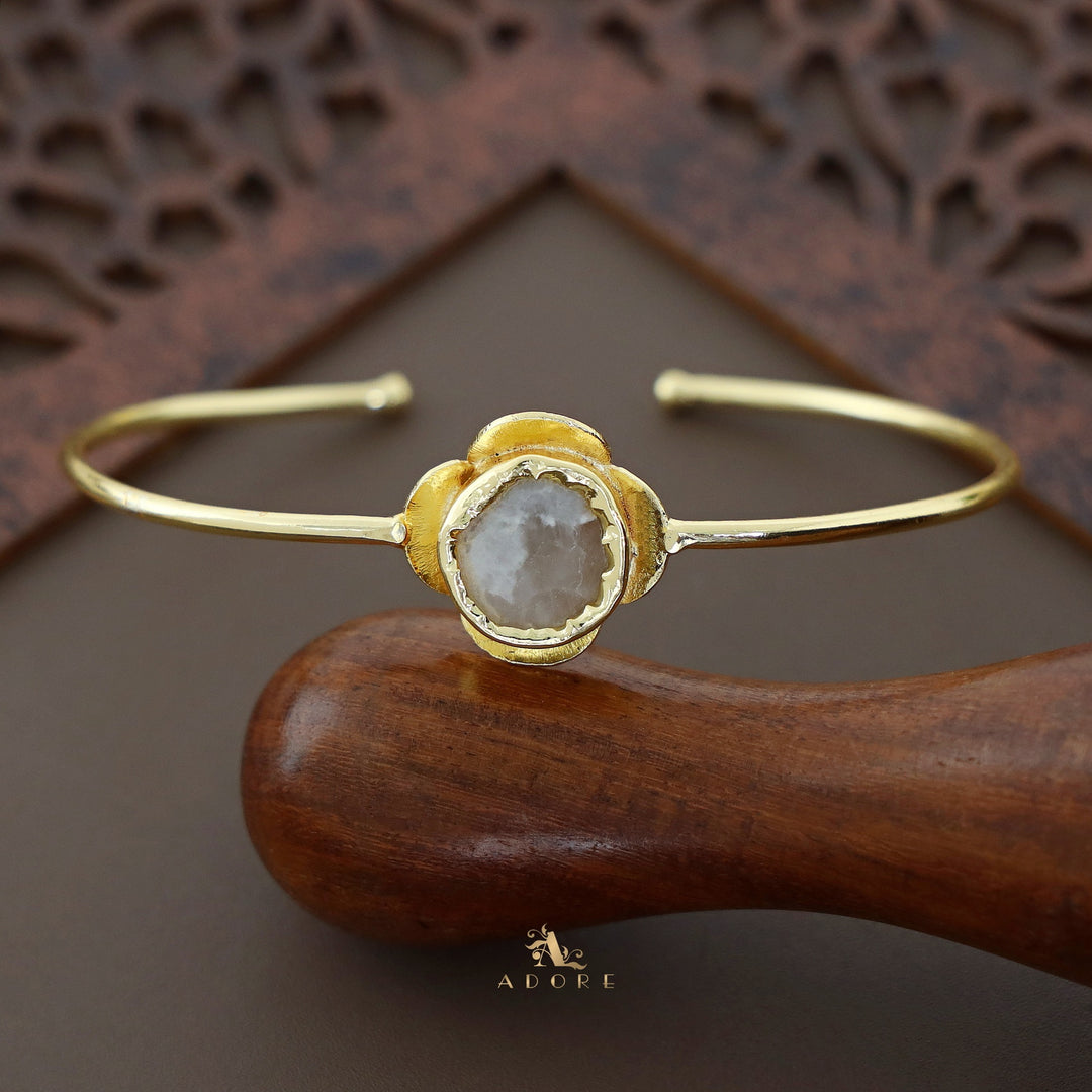 Golden Blooming Flower Raw Stone Bangle