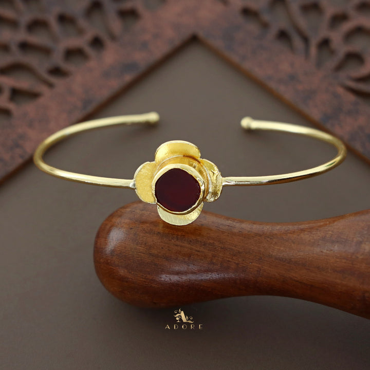 Golden Blooming Flower Raw Stone Bangle