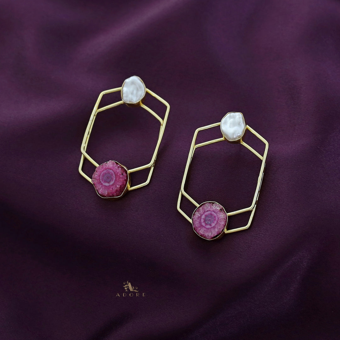 Mellanie Golden Baroque + Solar Agate Earring