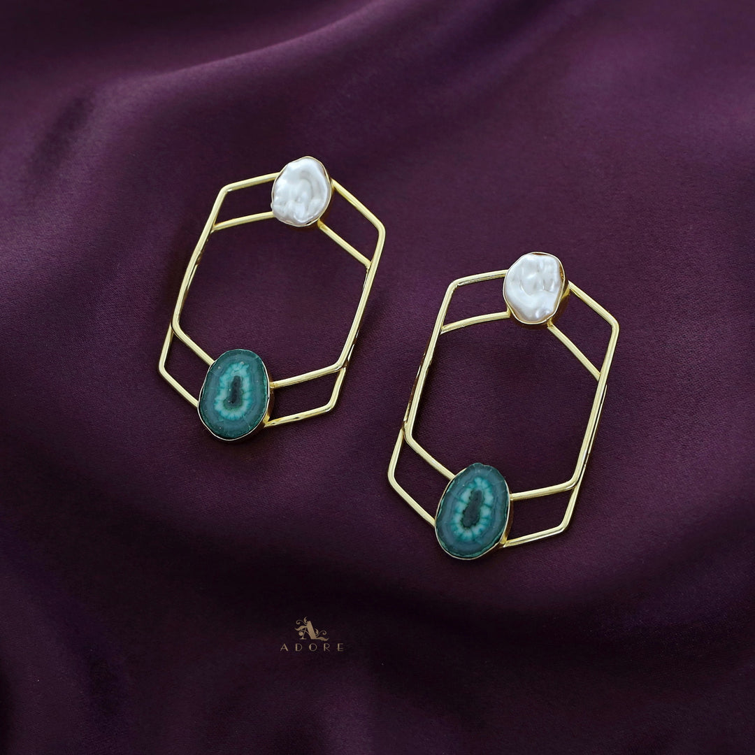 Mellanie Golden Baroque + Solar Agate Earring