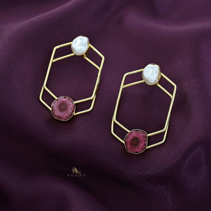 Mellanie Golden Baroque + Solar Agate Earring