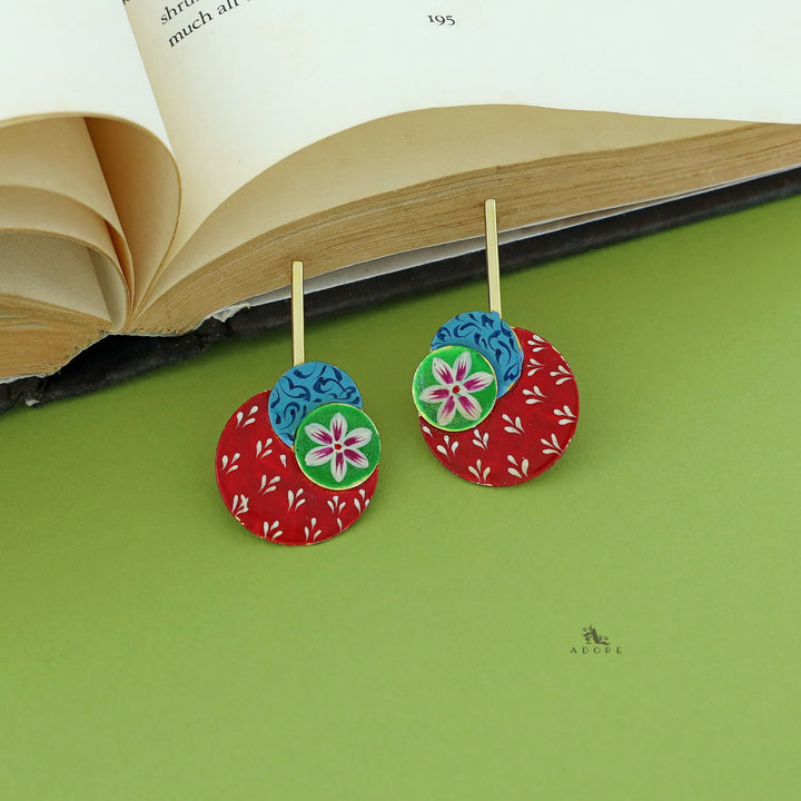 Odessa Hand Painted Circle Stick Earring