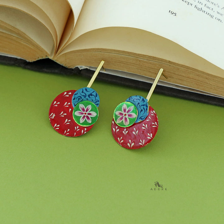 Odessa Hand Painted Circle Stick Earring