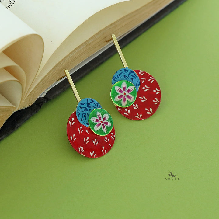 Odessa Hand Painted Circle Stick Earring