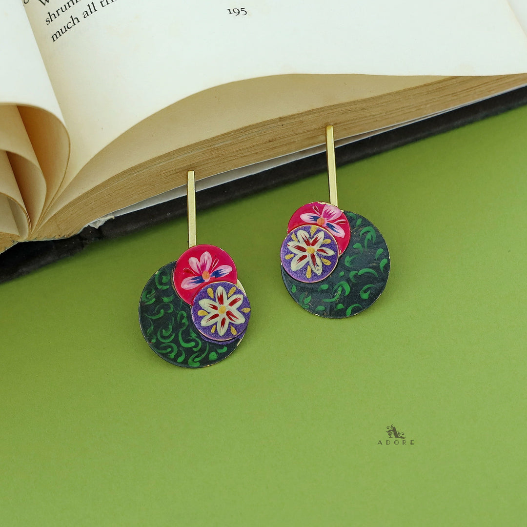 Odessa Hand Painted Circle Stick Earring