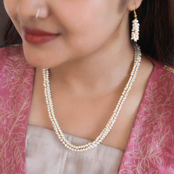 Sukanya Cluster Pearl Beads Neckpiece With Drop