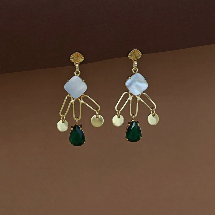 Tyla Golden Glossy + MOP Stone Earring