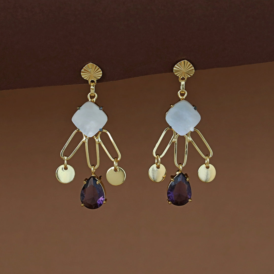 Tyla Golden Glossy + MOP Stone Earring