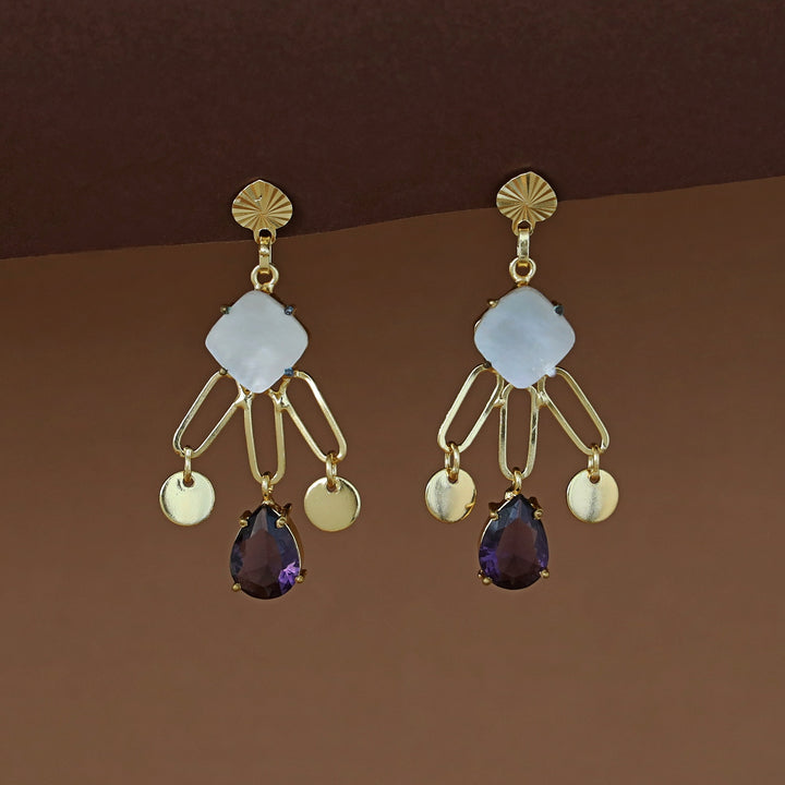 Tyla Golden Glossy + MOP Stone Earring