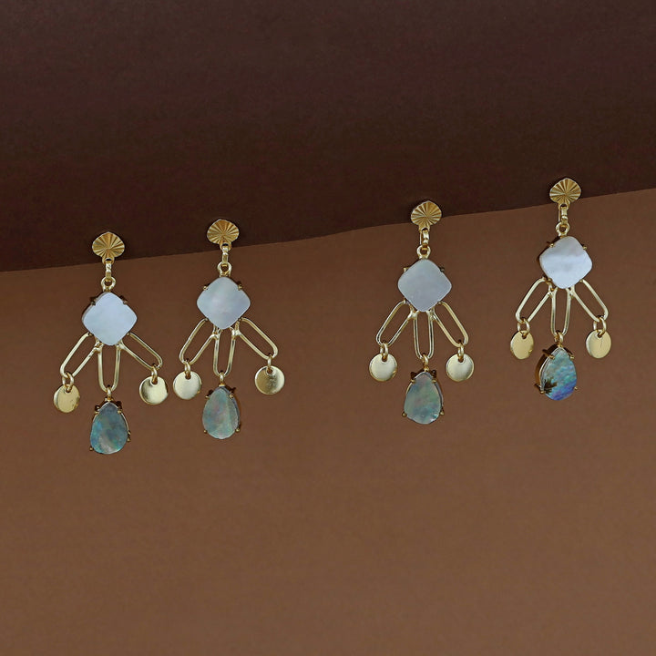 Tyla Golden Glossy + MOP Stone Earring