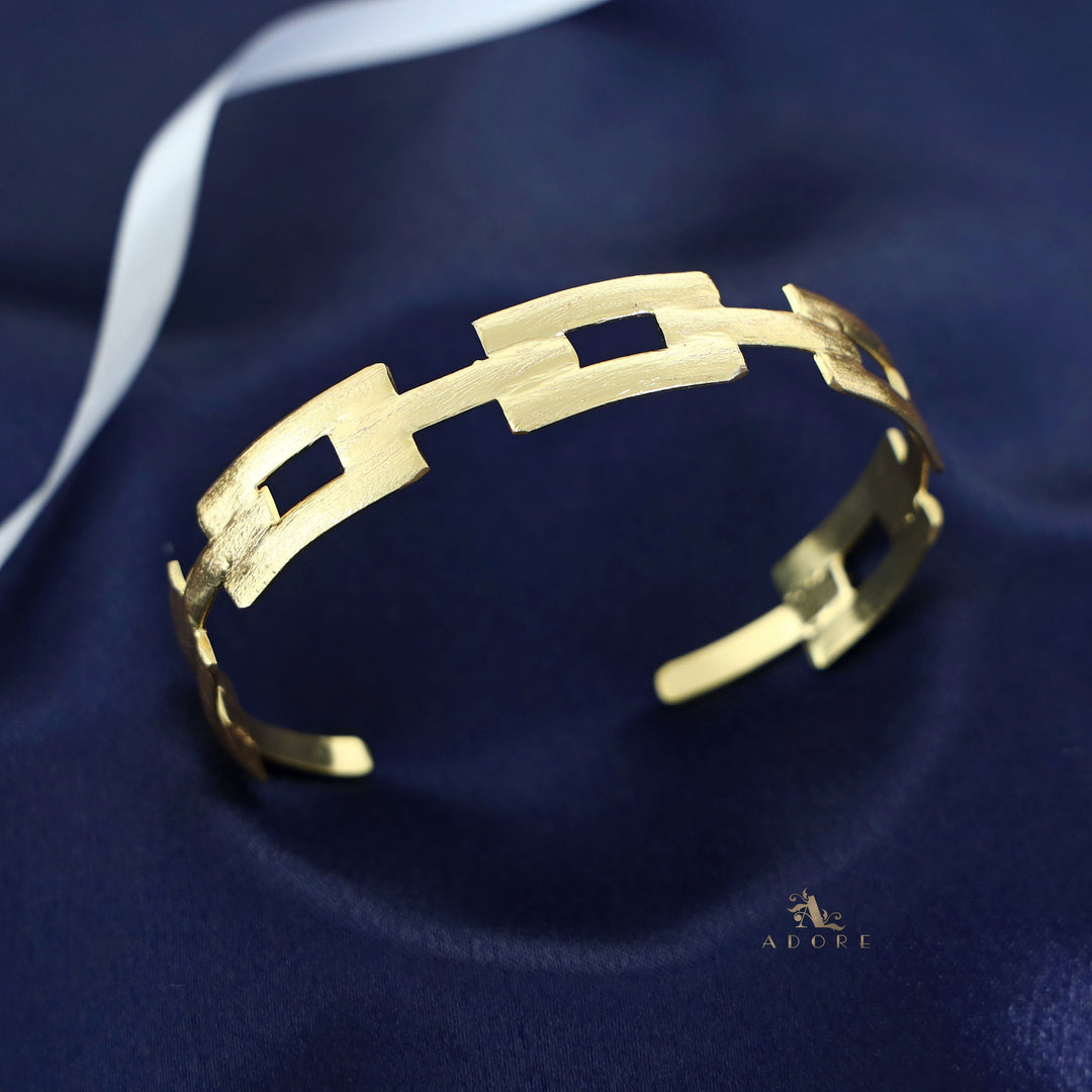 Golden Textured Rectangle Bangle