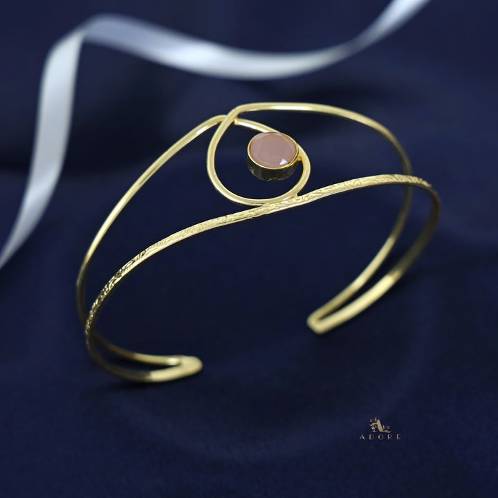 Golden Textured Drop Round Glossy Bangle