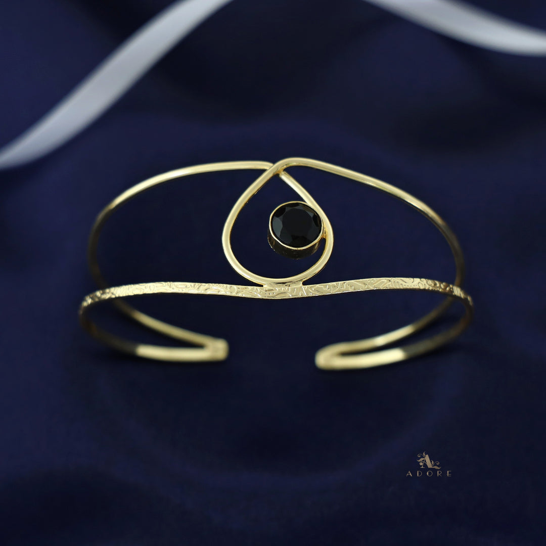 Golden Textured Drop Round Glossy Bangle