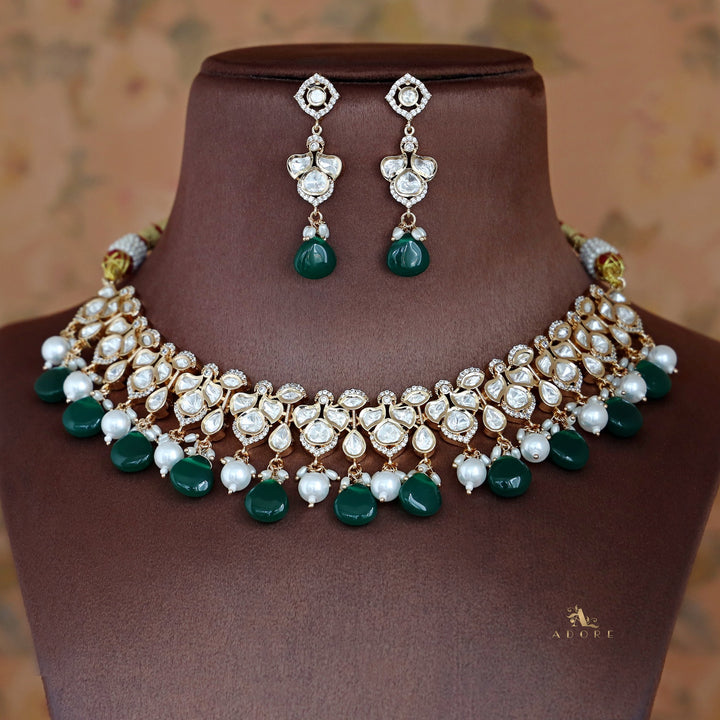 Fedora Polki Kundan Neckpiece With Earring