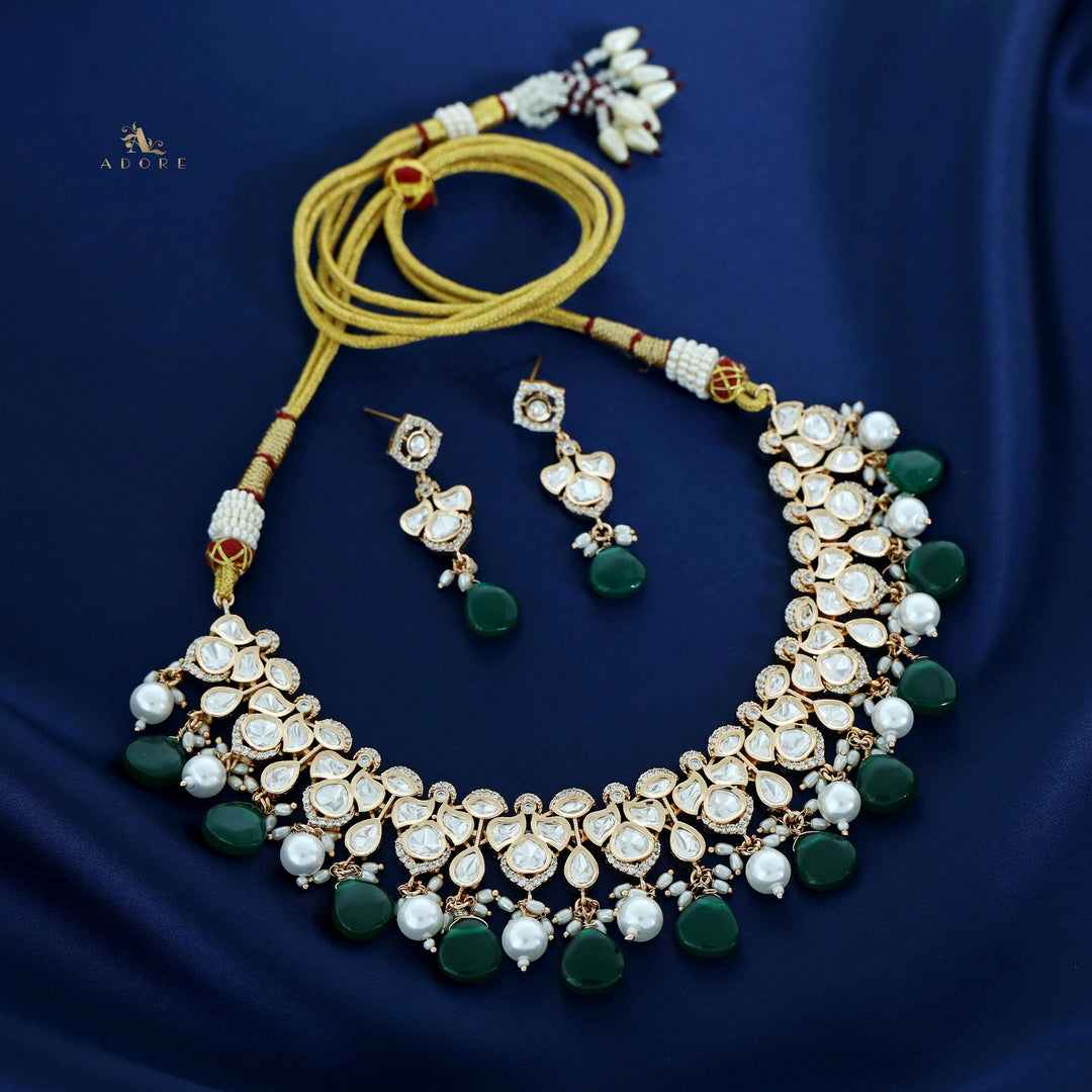 Fedora Polki Kundan Neckpiece With Earring