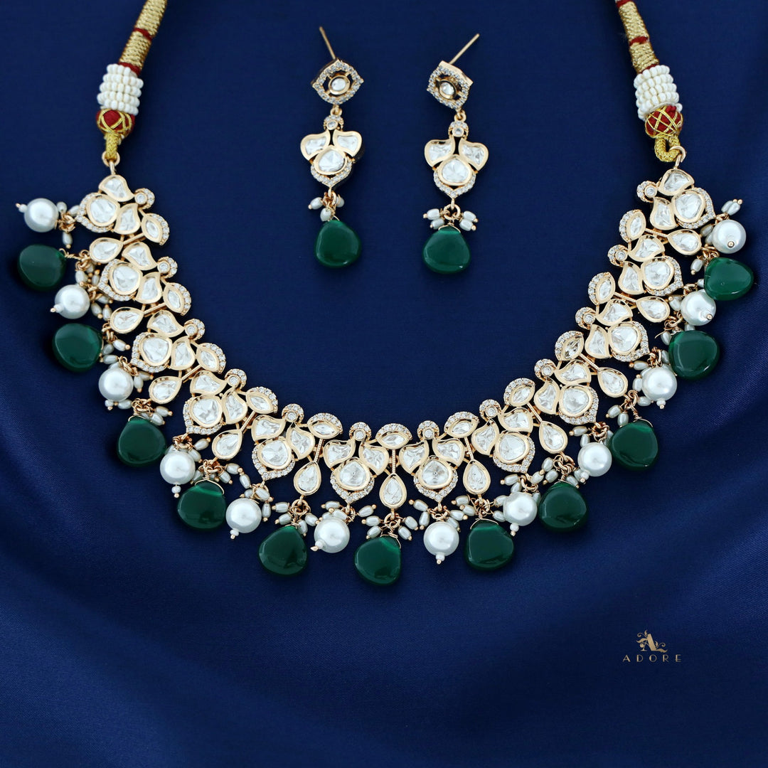 Fedora Polki Kundan Neckpiece With Earring