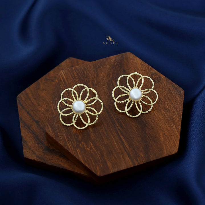 Golden Flower Raw Stone Earring