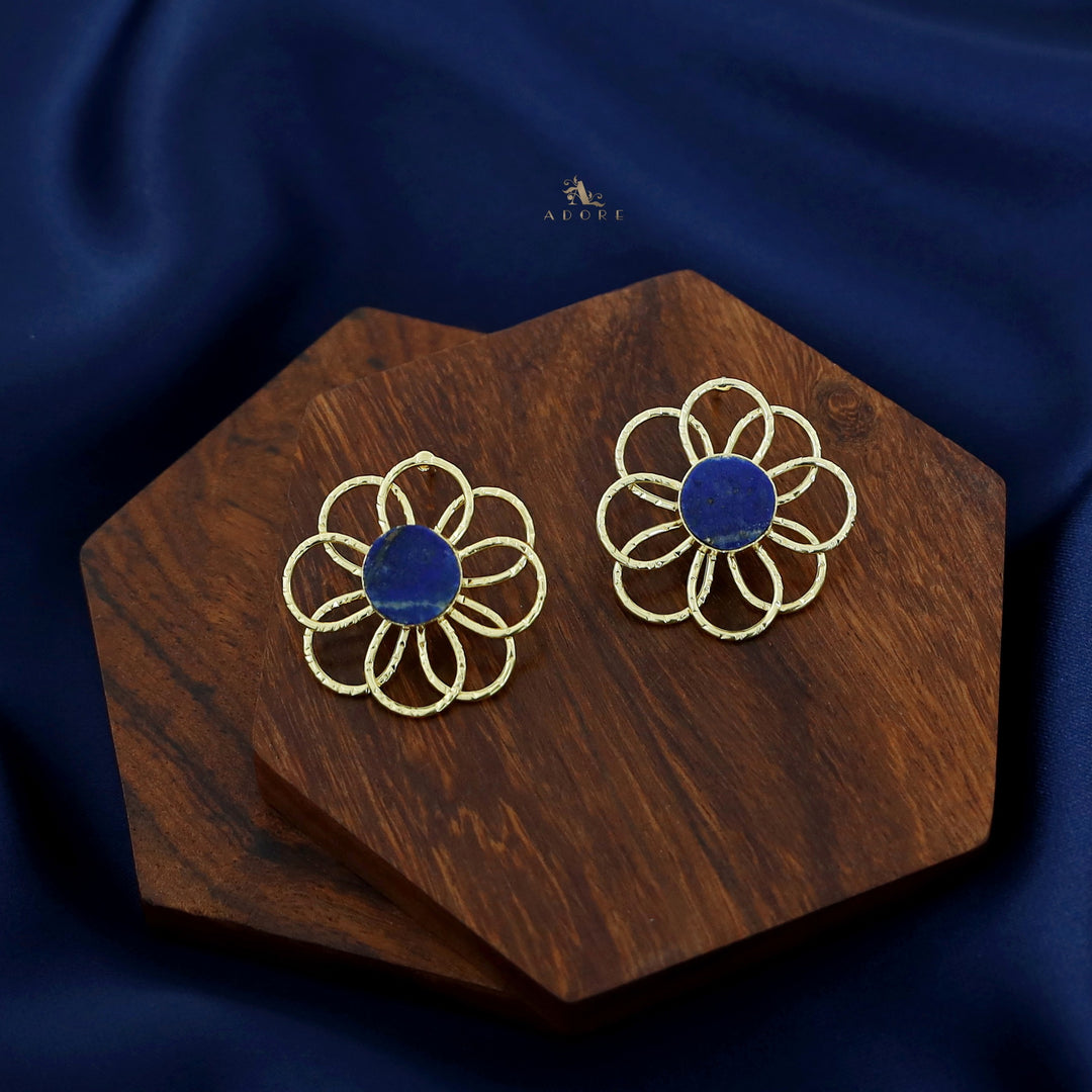 Golden Flower Raw Stone Earring