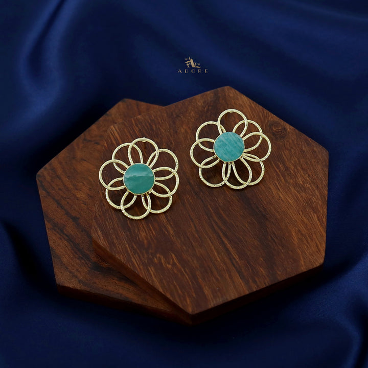 Golden Flower Raw Stone Earring