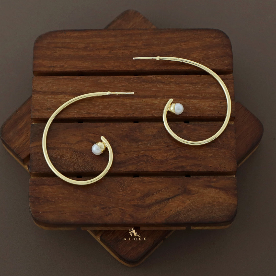 Golden Six Hoop Pearl Earring