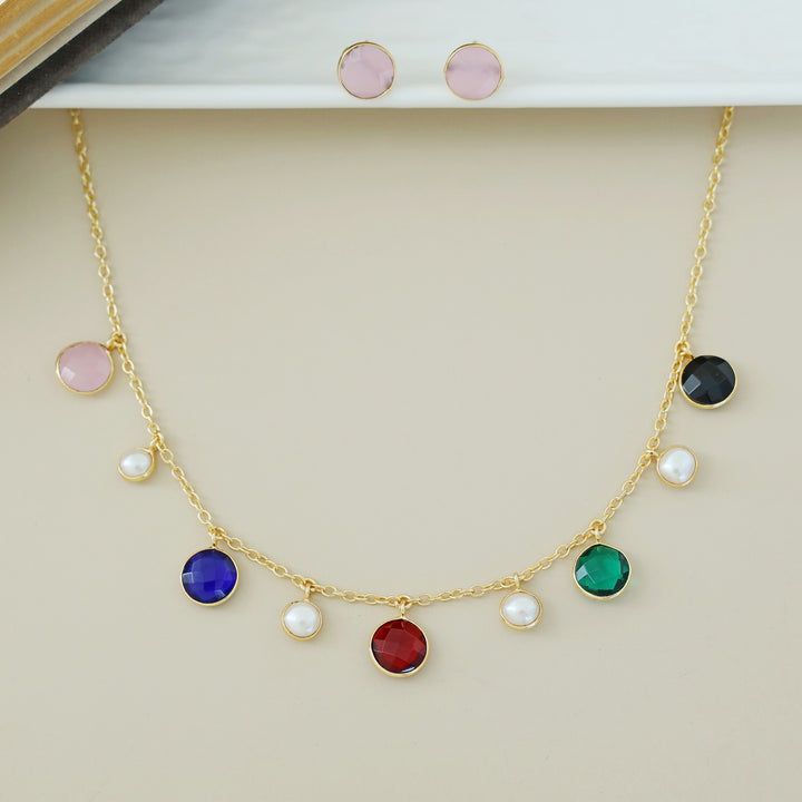 Mihaara Pearl Neckpiece With Stud (Colour Option)