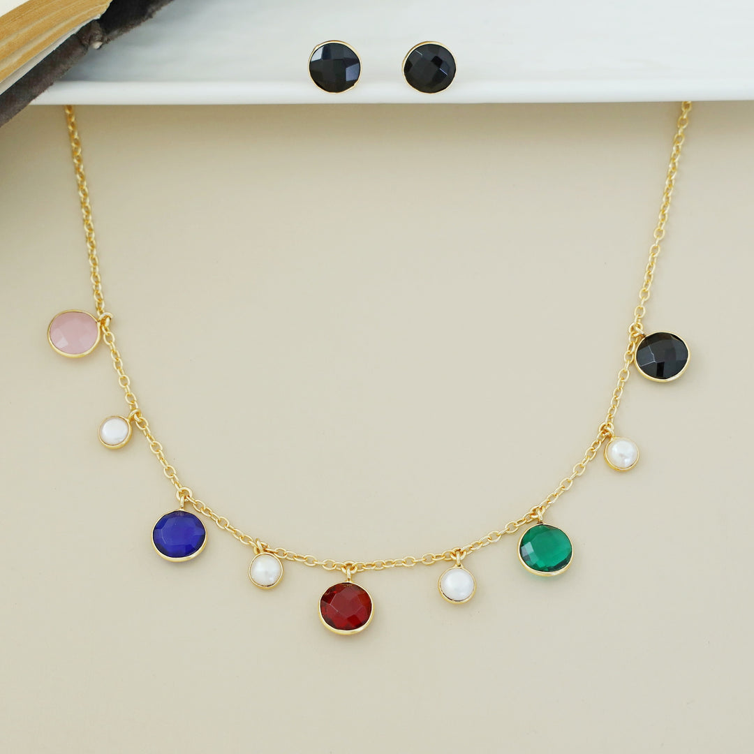 Mihaara Pearl Neckpiece With Stud (Colour Option)