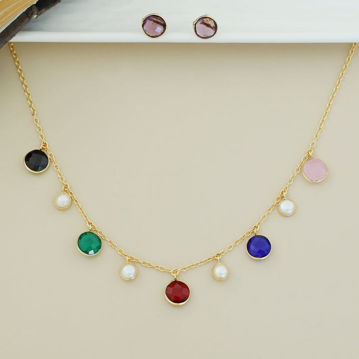 Mihaara Pearl Neckpiece With Stud (Colour Option)