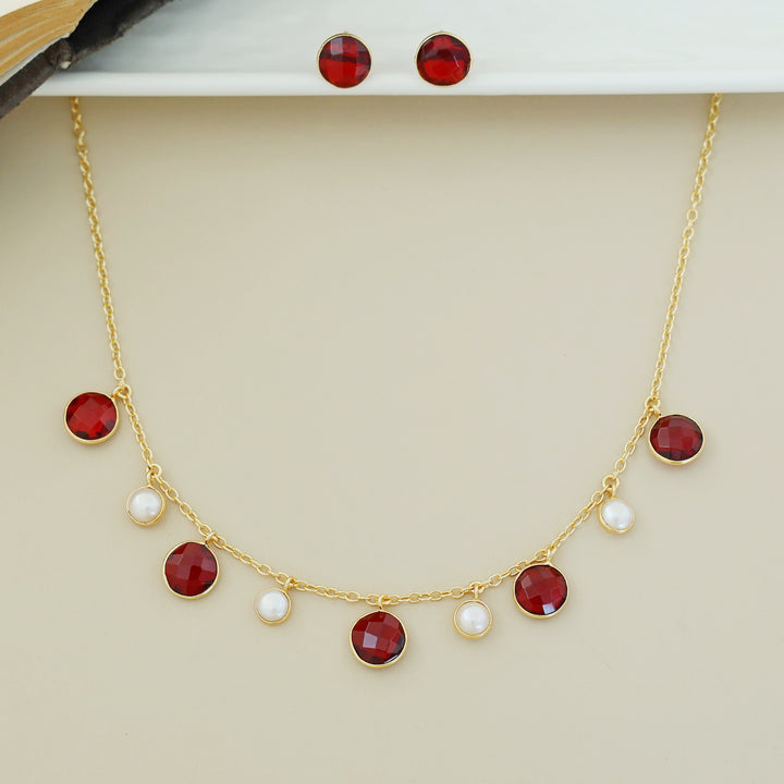 Mihaara Pearl Neckpiece With Stud (Colour Option)