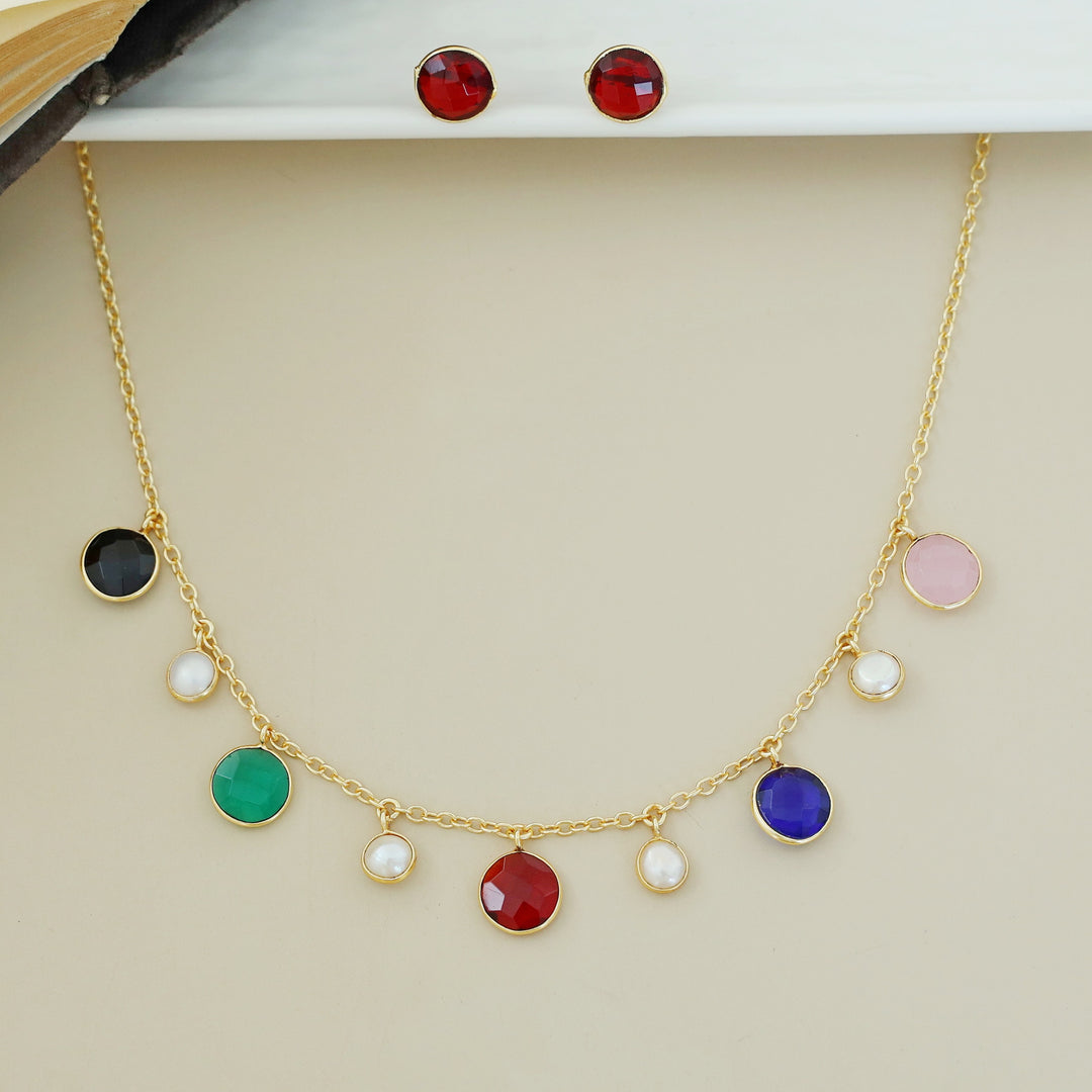 Mihaara Pearl Neckpiece With Stud (Colour Option)