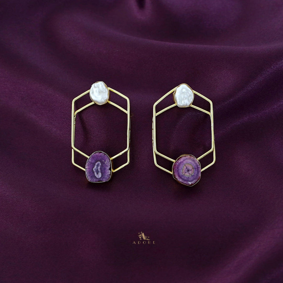 Mellanie Golden Baroque + Solar Agate Earring