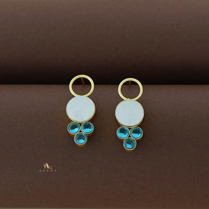 Dual MOP Circle + Tri Glossy Earring