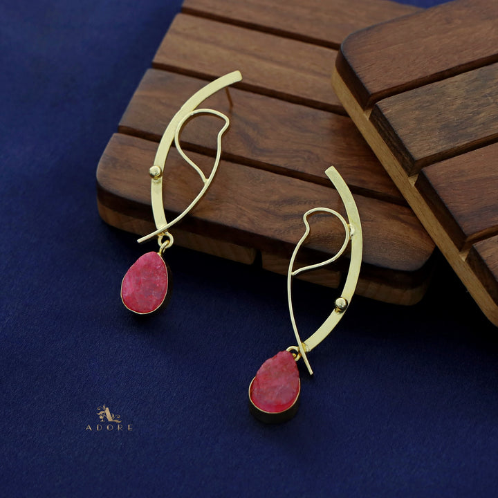 Golden Eye Drop Dyed Stone Earring