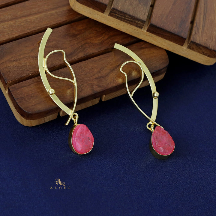 Golden Eye Drop Dyed Stone Earring