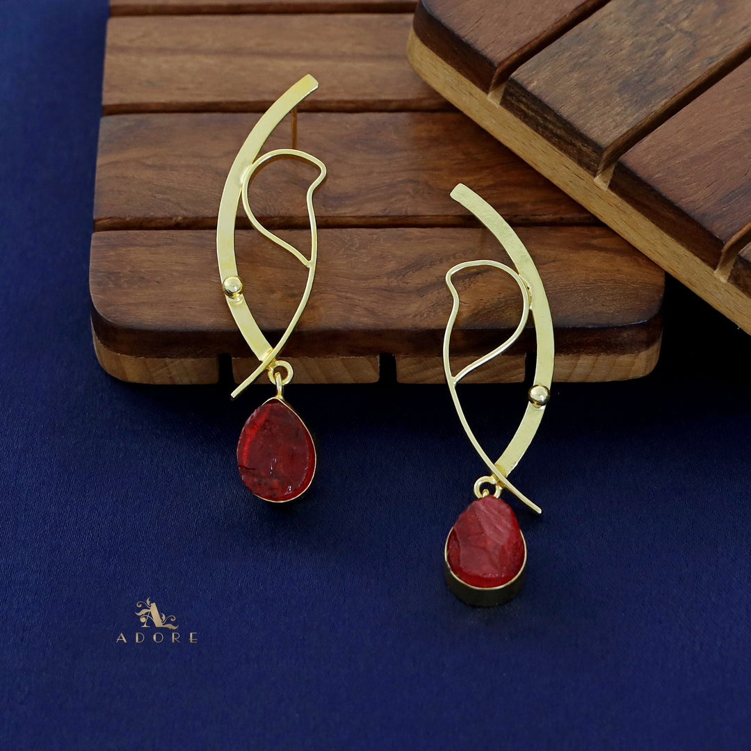 Golden Eye Drop Dyed Stone Earring