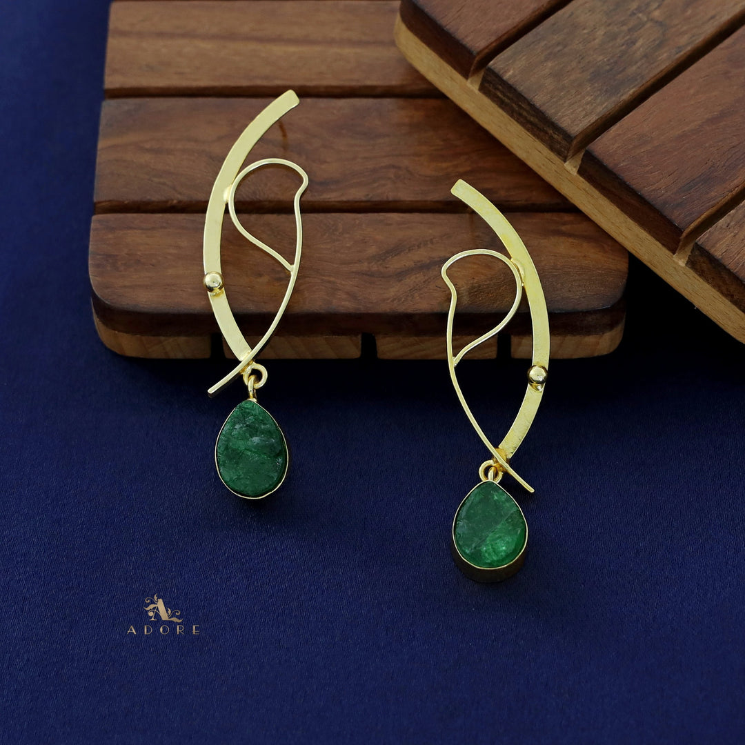 Golden Eye Drop Dyed Stone Earring