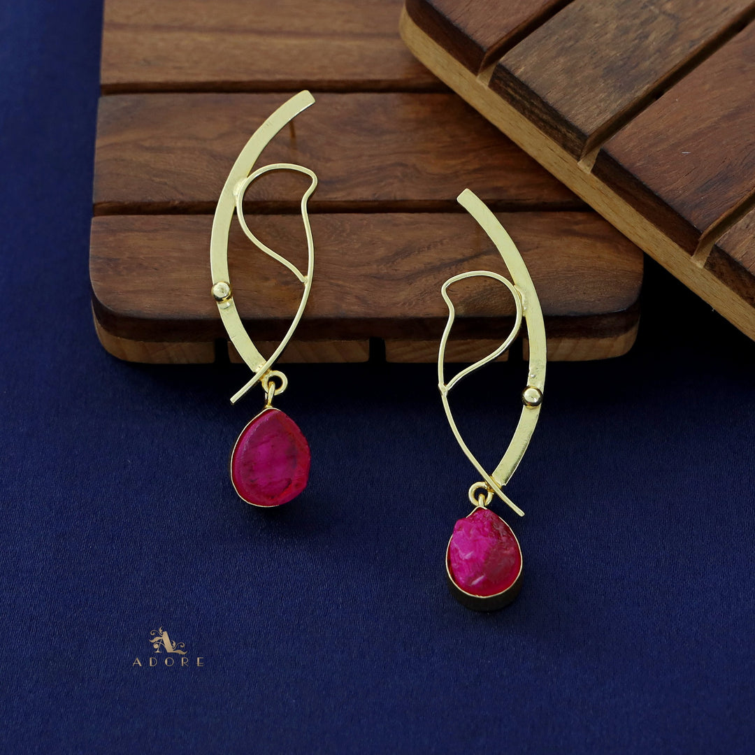 Golden Eye Drop Dyed Stone Earring