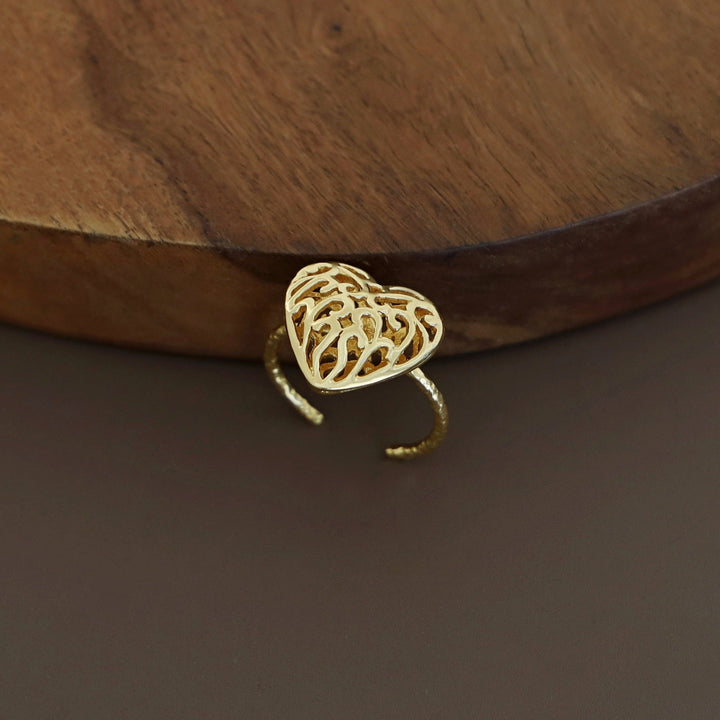 Lyla Golden Textured Heart Ring